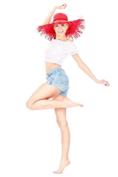 Meisje met rode hoed — Stockfoto
