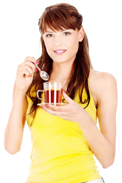 Woman holding cup of tea — Stock Photo, Image