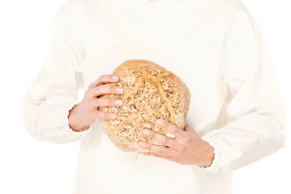 후원자의 손에 빵 — 스톡 사진