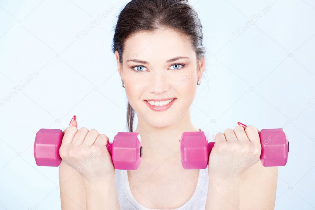 Woman with two weights