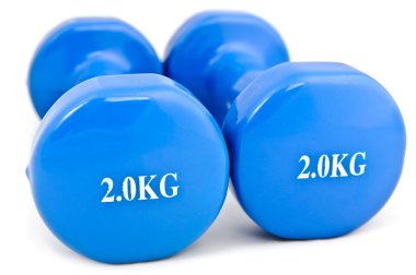 3 kg rubber dipped blue dumbbell clipart