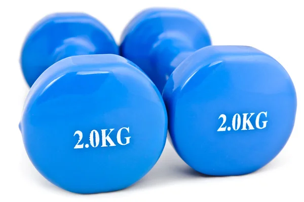 3 kg rubber dipped blue dumbbell — Stock Photo, Image