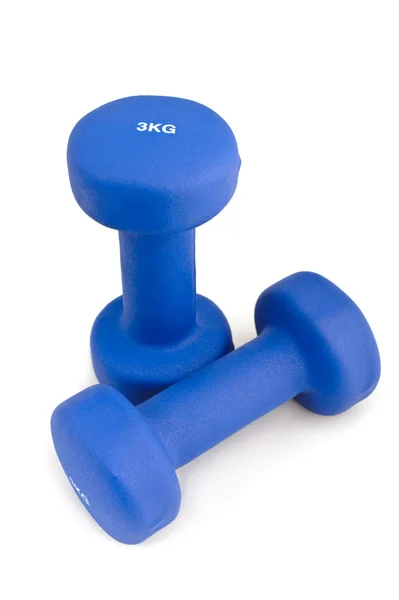 stock image 3 kg rubber dipped blue dumbbell