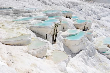 Blue water travertine pools at Pamukkale, Turkey clipart