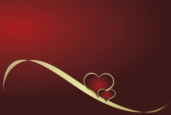 Сердце с лентой на красном фоне — стоковый вектор