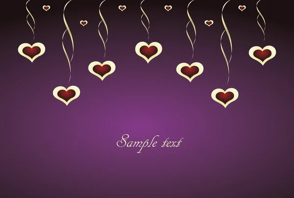 Fond violet avec des coeurs — Image vectorielle