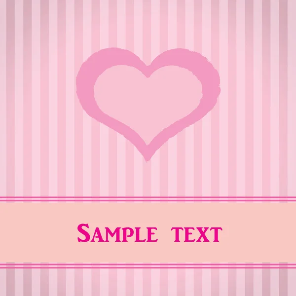 Pink striped card with heart — Stock Vector