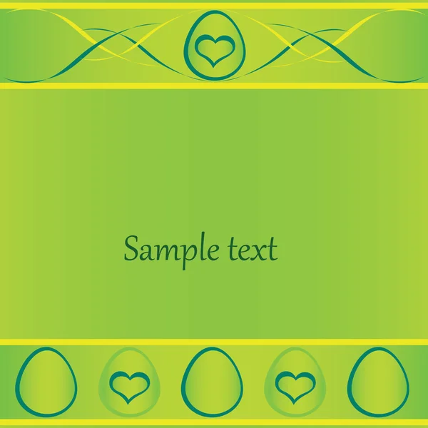 Cartão de Páscoa verde com ovos e linhas , —  Vetores de Stock