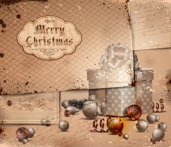 Ročník vánoční obrázek s výstřední vrstvy staré papíry. — Stockový vektor