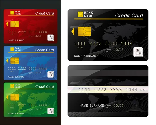 Satz Kreditkarten. — Stockvektor