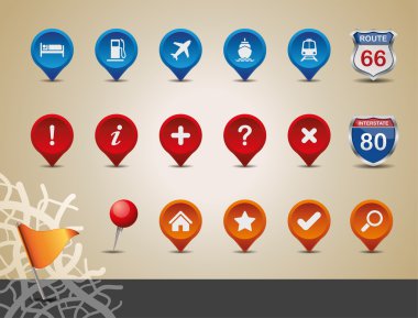 GPS and MAP Icon Set. clipart