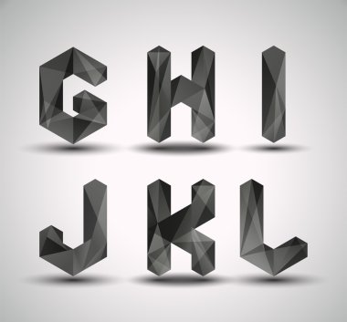 Trendy Black Fractal Geometric Alphabet. clipart