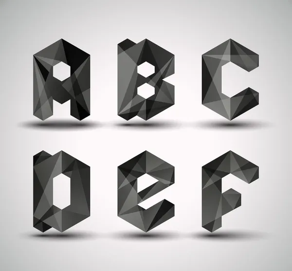 Trendy zwart fractale geometrische alfabet. — Stockvector