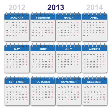 Calendar 2013 with US-Holidays clipart