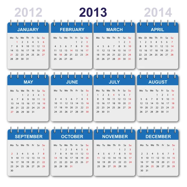 Calendrier 2013 avec US-Holidays — Image vectorielle