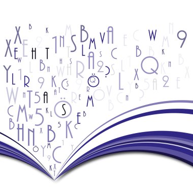 Abstract book with letters clipart