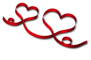 Red heart ribbon clipart