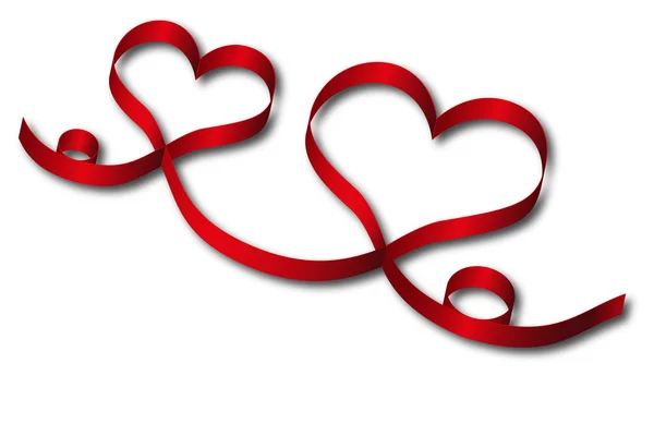 Red heart ribbon — Stock Vector