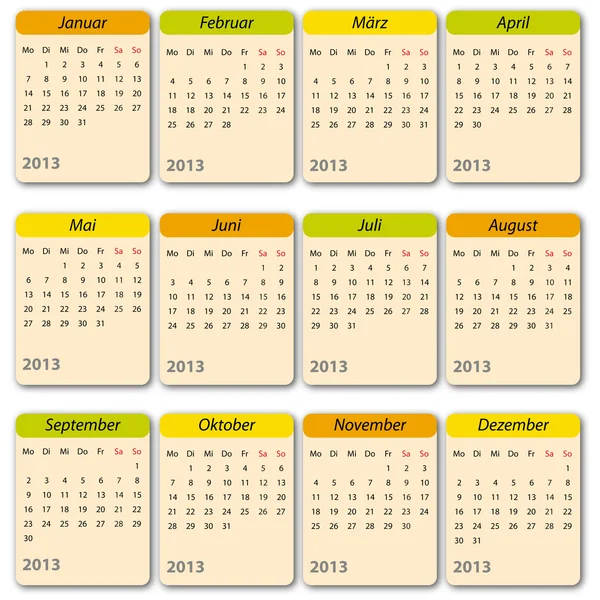 Kalender 2013 — Stockový vektor