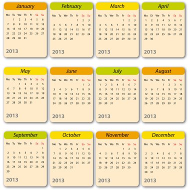 Calendar 2013, international clipart