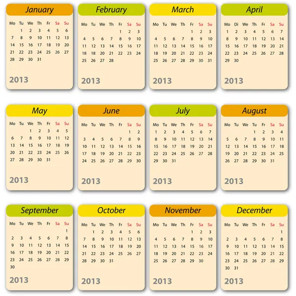Ημερολόγιο 2013, διεθνή — Διανυσματικό Αρχείο