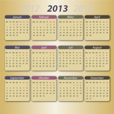 Kalender 2013, deutsch clipart