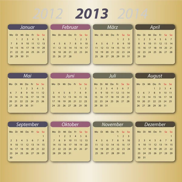 Kalender 2013, deutsch — Stock Vector