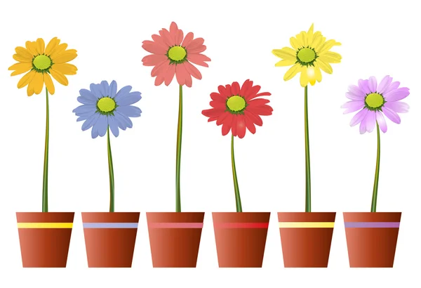 Bunte Blumen mit Topf — Image vectorielle