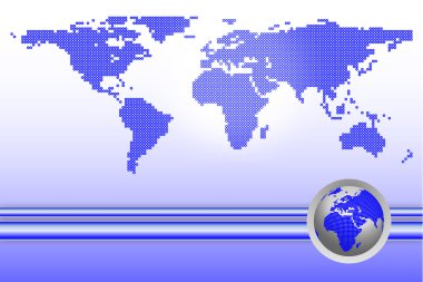 World map with globe clipart