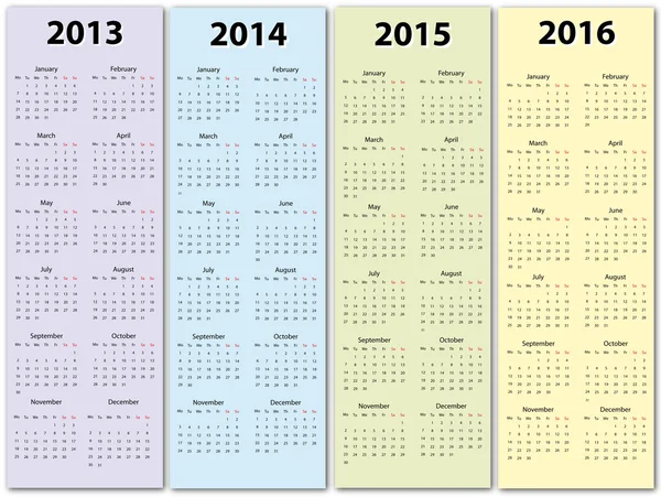 Календарь 2013 - 2016 — стоковый вектор