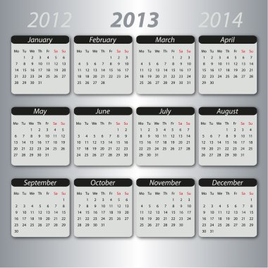 Calendar 2013, english clipart