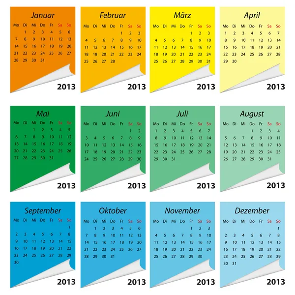 Kalender 2013, ドイツ — ストックベクタ