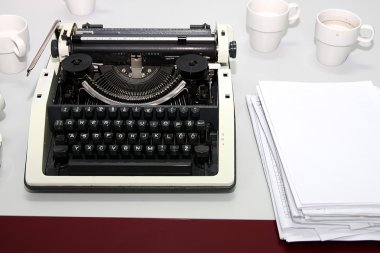 Typewriter and coffee clipart