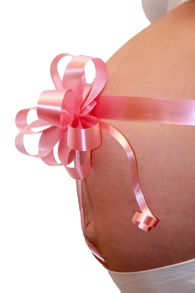 Roze zwangerschap buik — Stockfoto