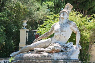 Achilles statue in Corfu, Greece clipart