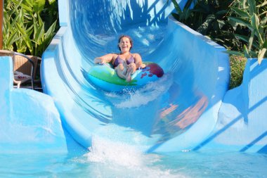 Woman in water park clipart