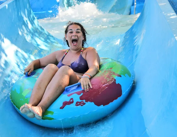 Woman in water park Stock Photo