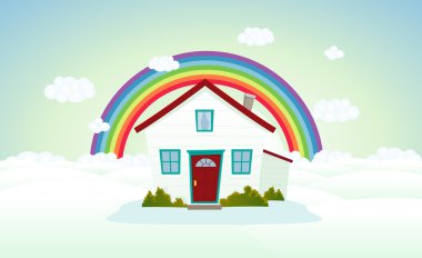 House In The Clouds With Rainbow clipart