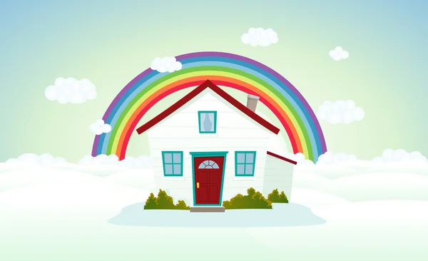 虹と雲の家 — ストックベクタ
