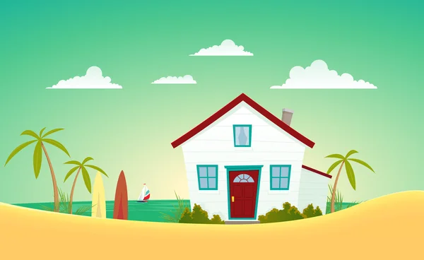 Casa de la playa — Vector de stock