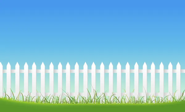 Bílý plot na pozadí modré oblohy — Stockový vektor
