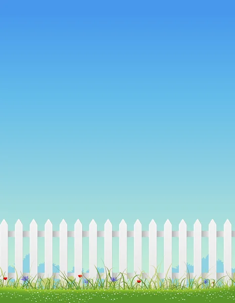 stock vector White Fence And Blue Sky