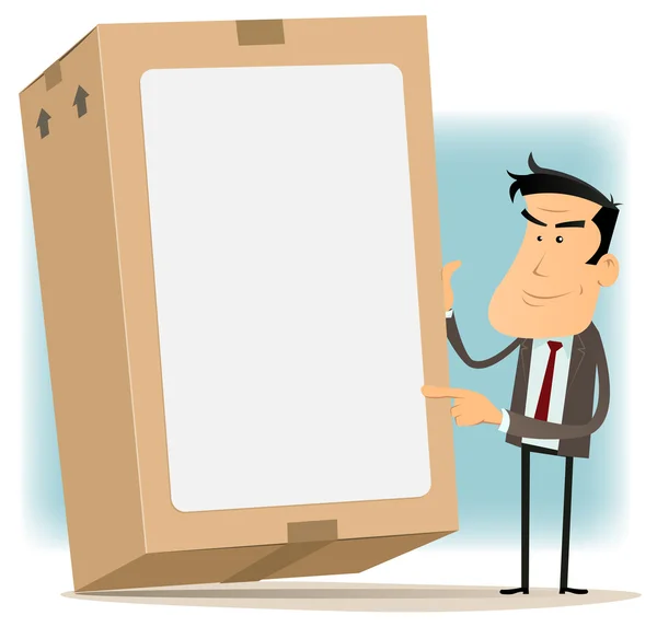 Businessman And Cardboard Delivery — Stock Vector