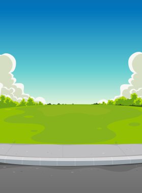 Pavement And Green Park Background clipart