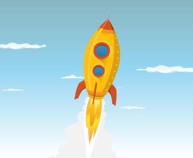 Cartoon Gold Space ship clipart