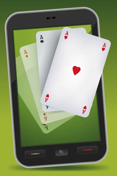 Smartphone-Glücksspiel - vier Asse — Stockvektor