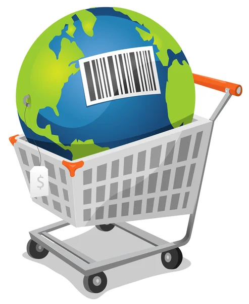 Earth voor verkoop met barcode — Stockvector