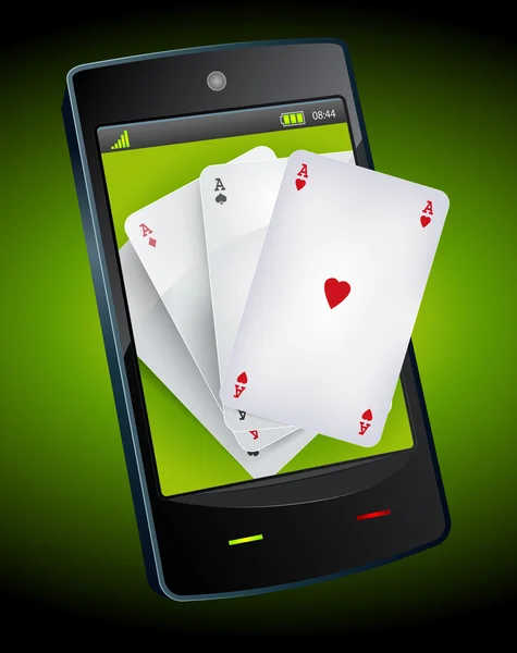 Apuestas de Smartphone - Ases de Poker — Archivo Imágenes Vectoriales