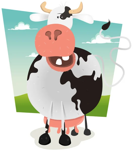 Cartoon Funny Cow - Stok Vektor