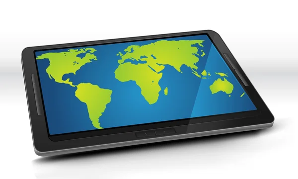 Weltkarte auf Tablet-PC — Stockvektor